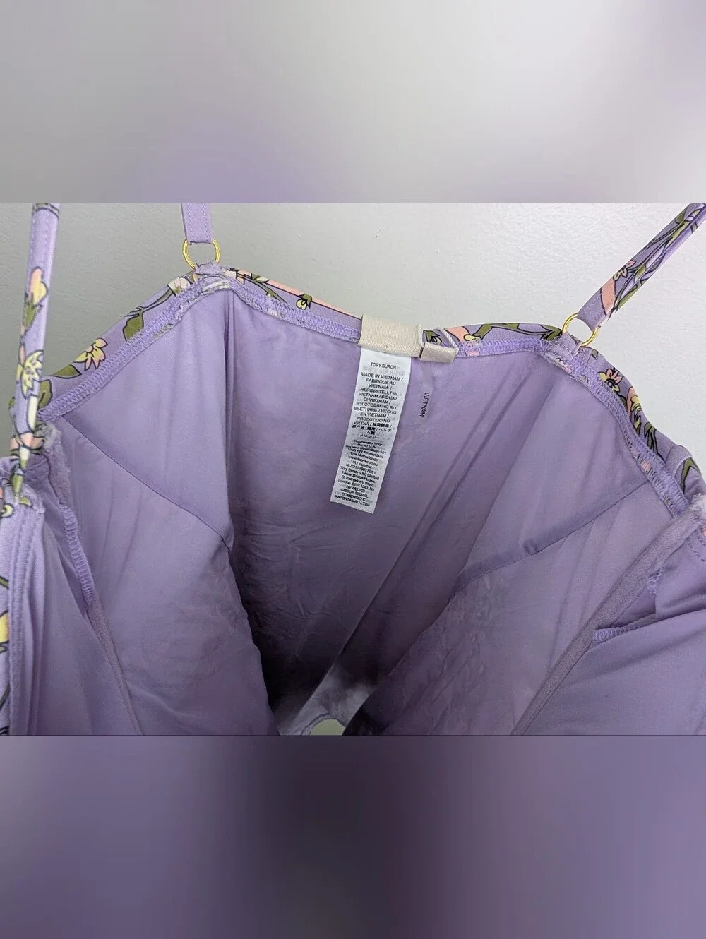 NWT Tory Burch Lilac Garden Medallion Underwire One Piece Swimsuit Size XS New